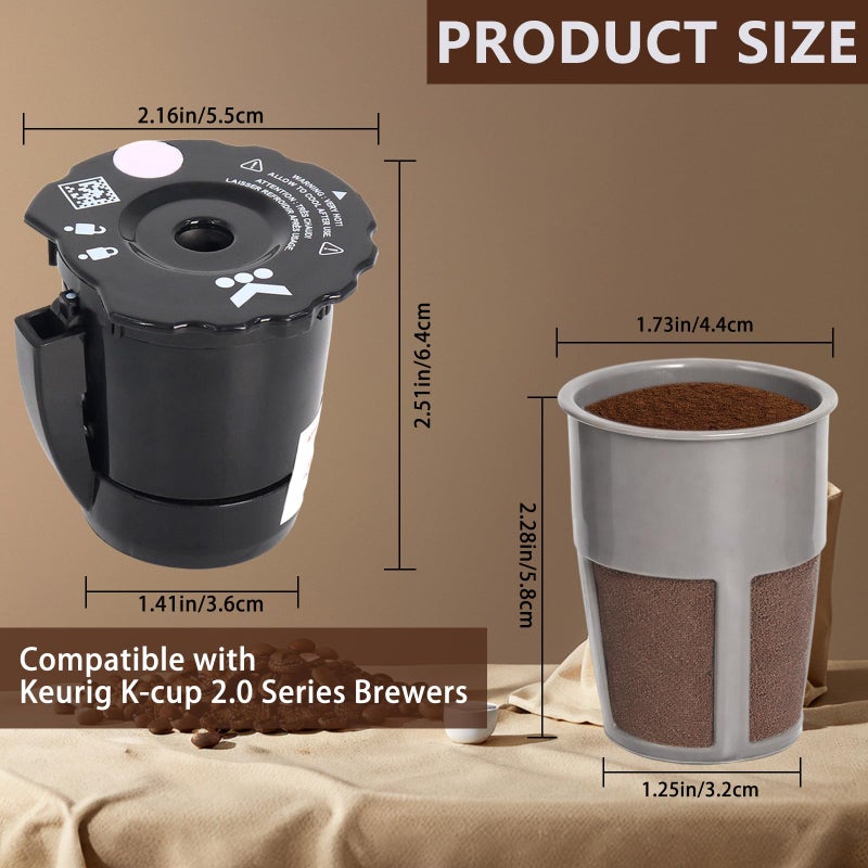 Podoy Reusable Coffee Filter Compatible with Keurigg ð‘²ð’†ð’–ð’“ð’Šð’ˆ My K Cup 2.0 K300 K250 K350 K375 K400 K450 Coffee Makers with Extra Filter Pod Cleaning Brush - Image 4